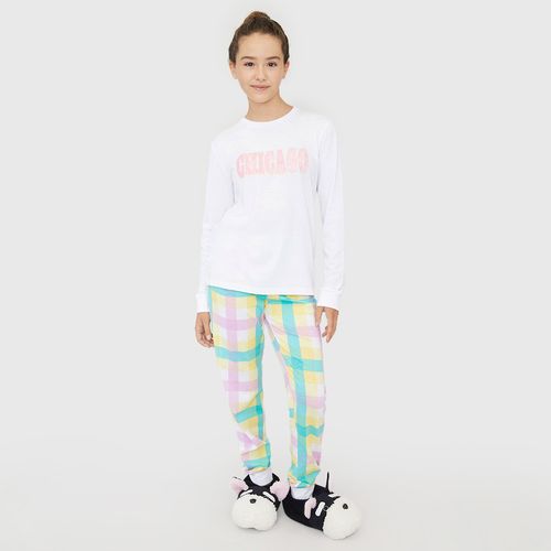 Pijama Teen Largo ML Blanco - Niña