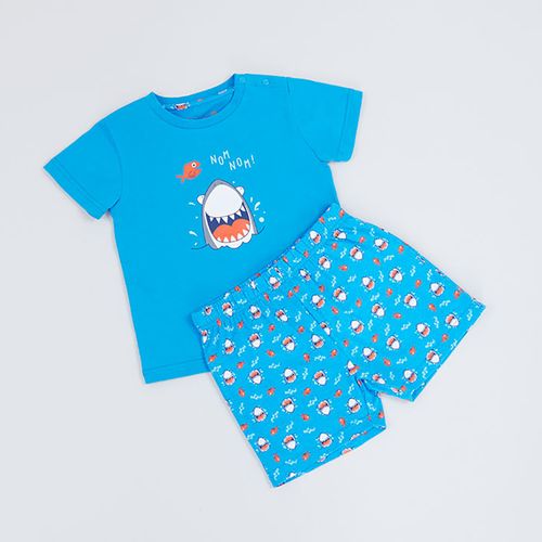 Pijama Bebe Niño Corto Tiburón Azul