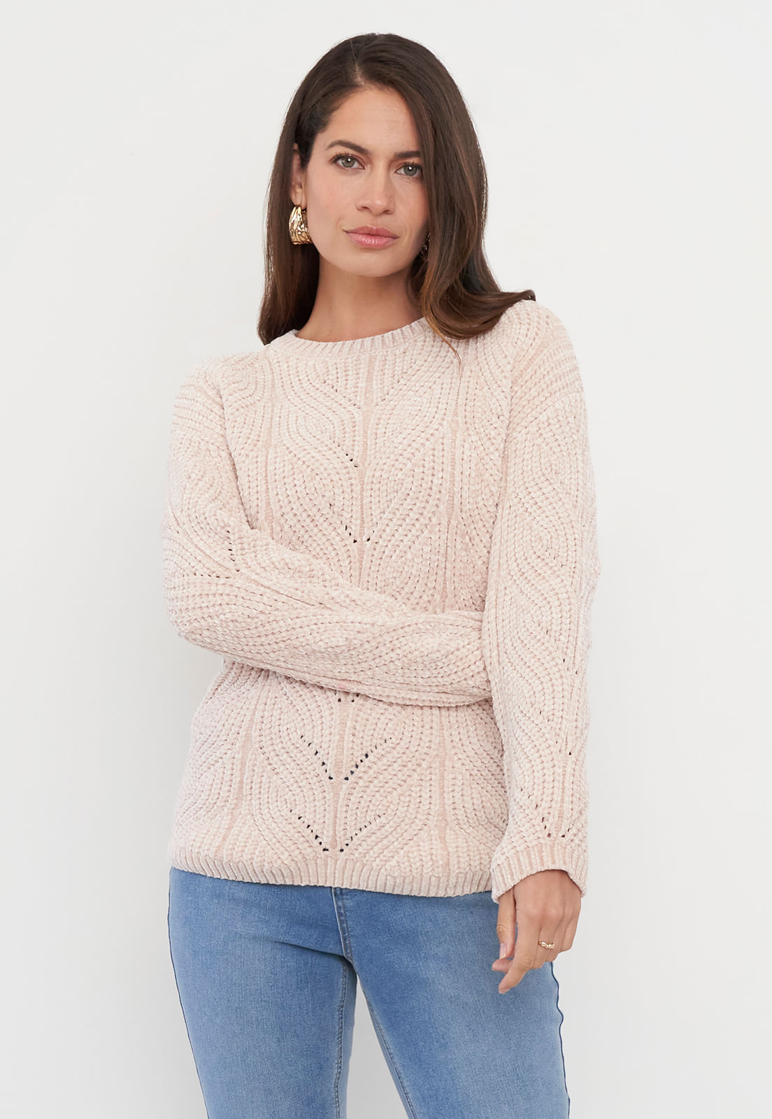 Sweater Mujer Chenille Espiga Beige