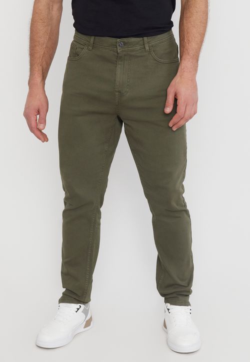 Pantalón Hombre Slim Fit 5 Pocket Oliva
