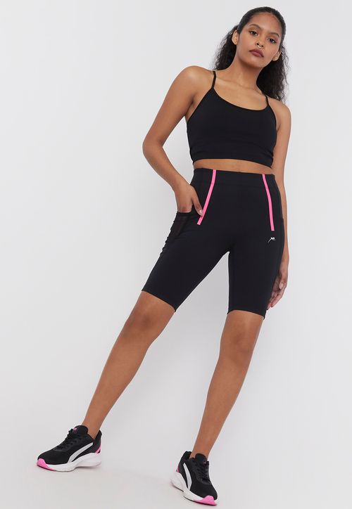 Calza Deportiva Mujer Biker Pretina Elastico Negro