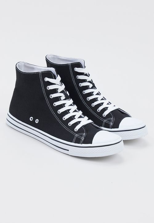 Zapatilla Hombre Lona Caña Alta Negro