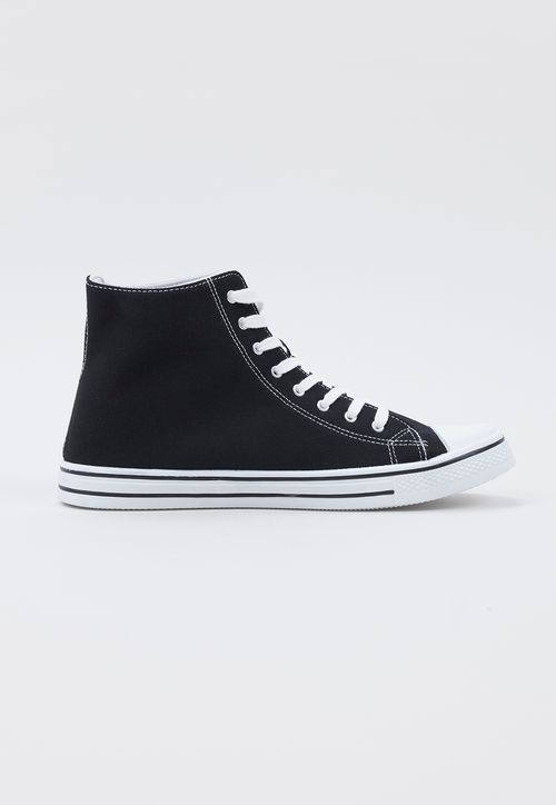 Zapatilla Hombre Lona Caña Alta Negro