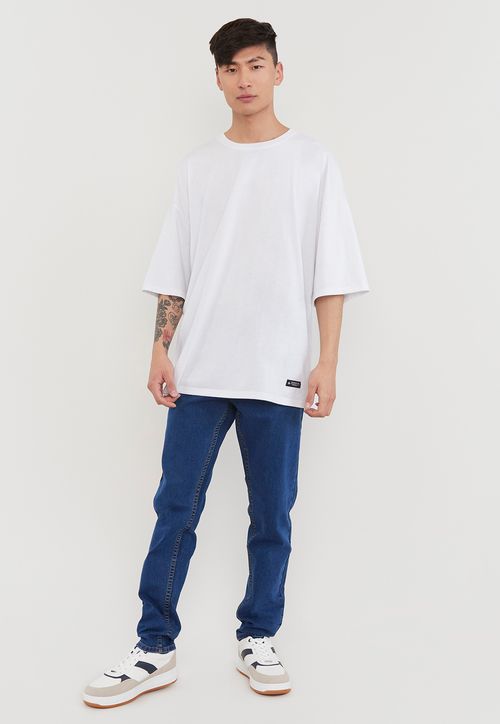 Jeans Hombre Skinny Fit Spandex Liso Azul Oscuro