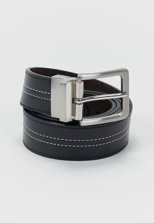 Cinturón Hombre Clásico Hebilla Reversible Color Negro