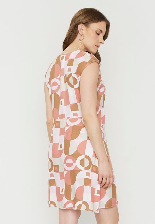 Vestido Mujer Escote V Print Geométrico