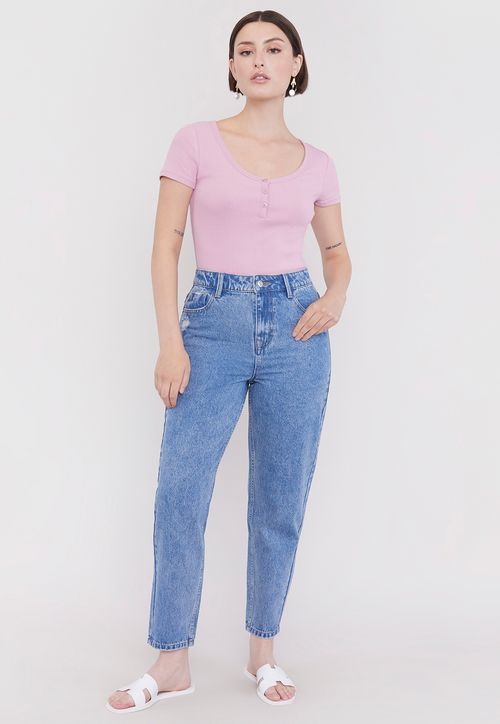 Jeans Mujer Azul Mom Azul Claro