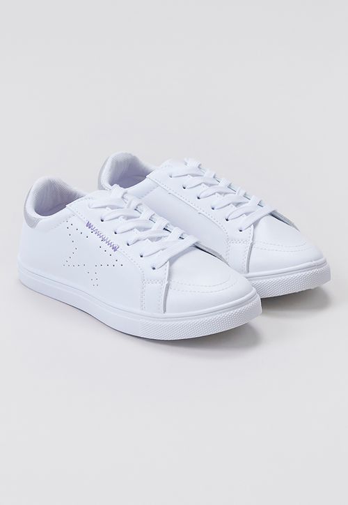 Zapatilla Niña Básica Blanco Detalle Plateado