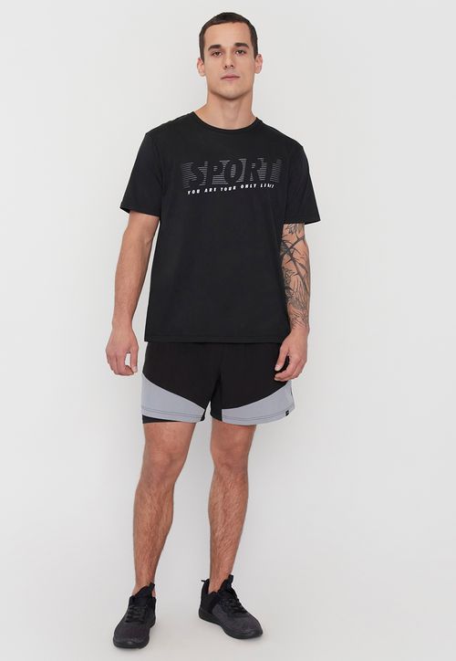 Short Hombre Deportivo Running Negro/Gris