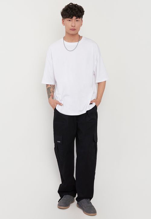 Pantalón Hombre Relaxed Fit Cargo Ripstop Negro