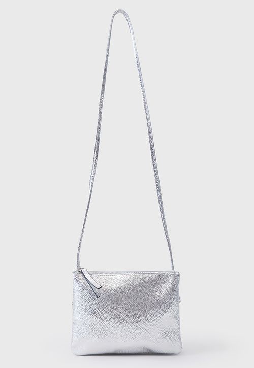 Bandolera Mujer Metalizada Pu Plateado