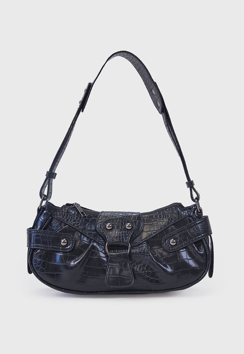 Cartera Mujer Ecocuero Croco Negro