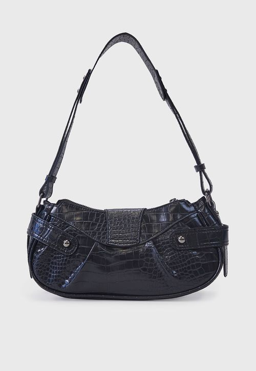 Cartera Mujer Ecocuero Croco Negro
