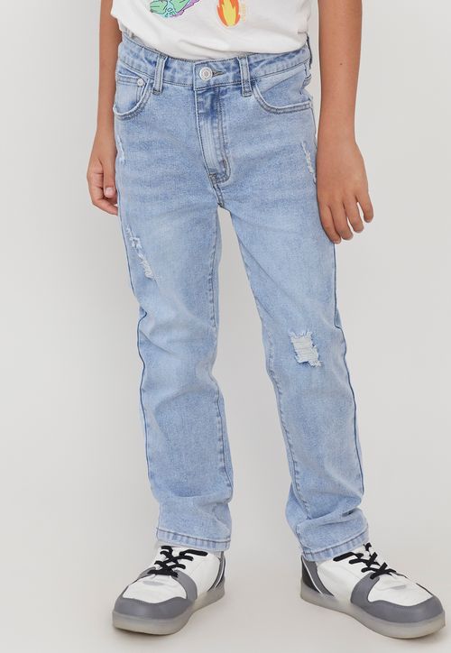 Jeans Niño Kids Skinny Roturas Azul Claro