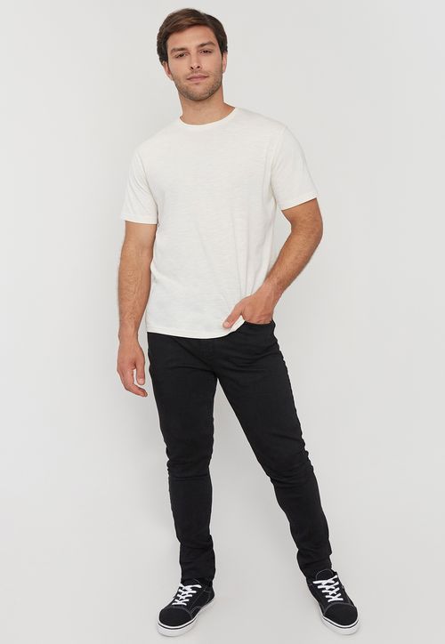 Jeans Hombre Straight Fit Roll Up Negro