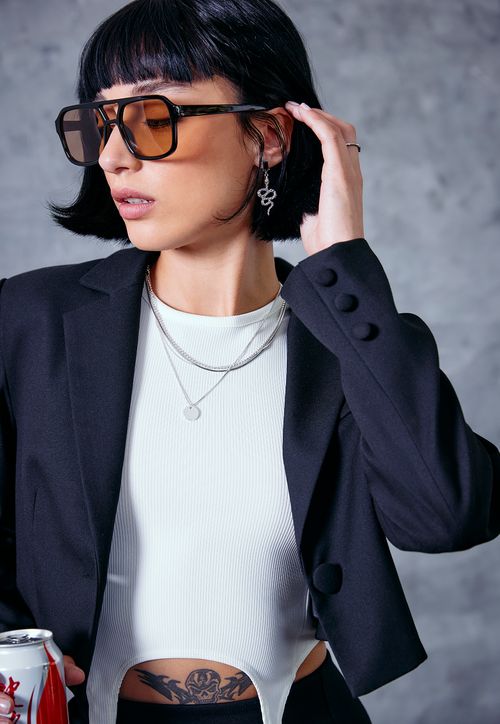 Blazer Mujer Crop Negro