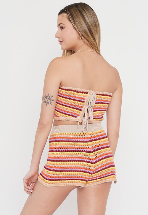 Top Mujer Crochet Rayas Naranjo Stripes