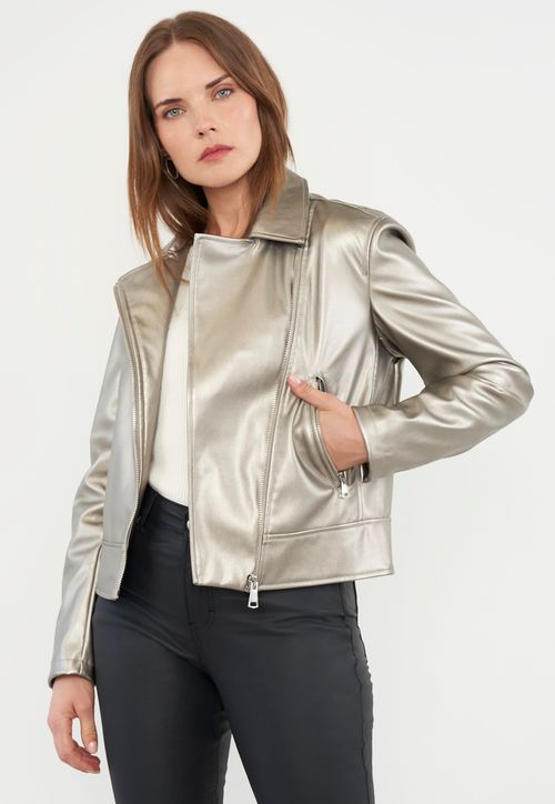 Biker Mujer Metalizada Silver