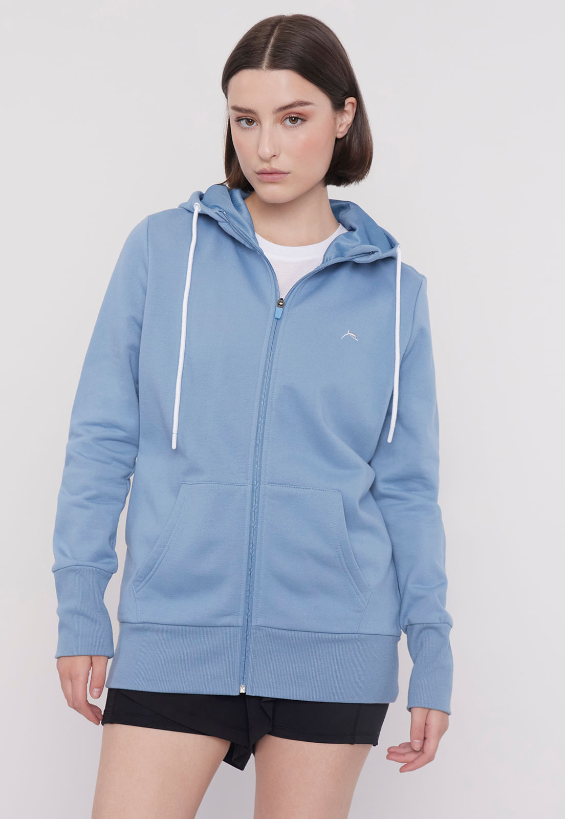 Polerón Mujer Deportivo Cotton Full Zipper Color Azul