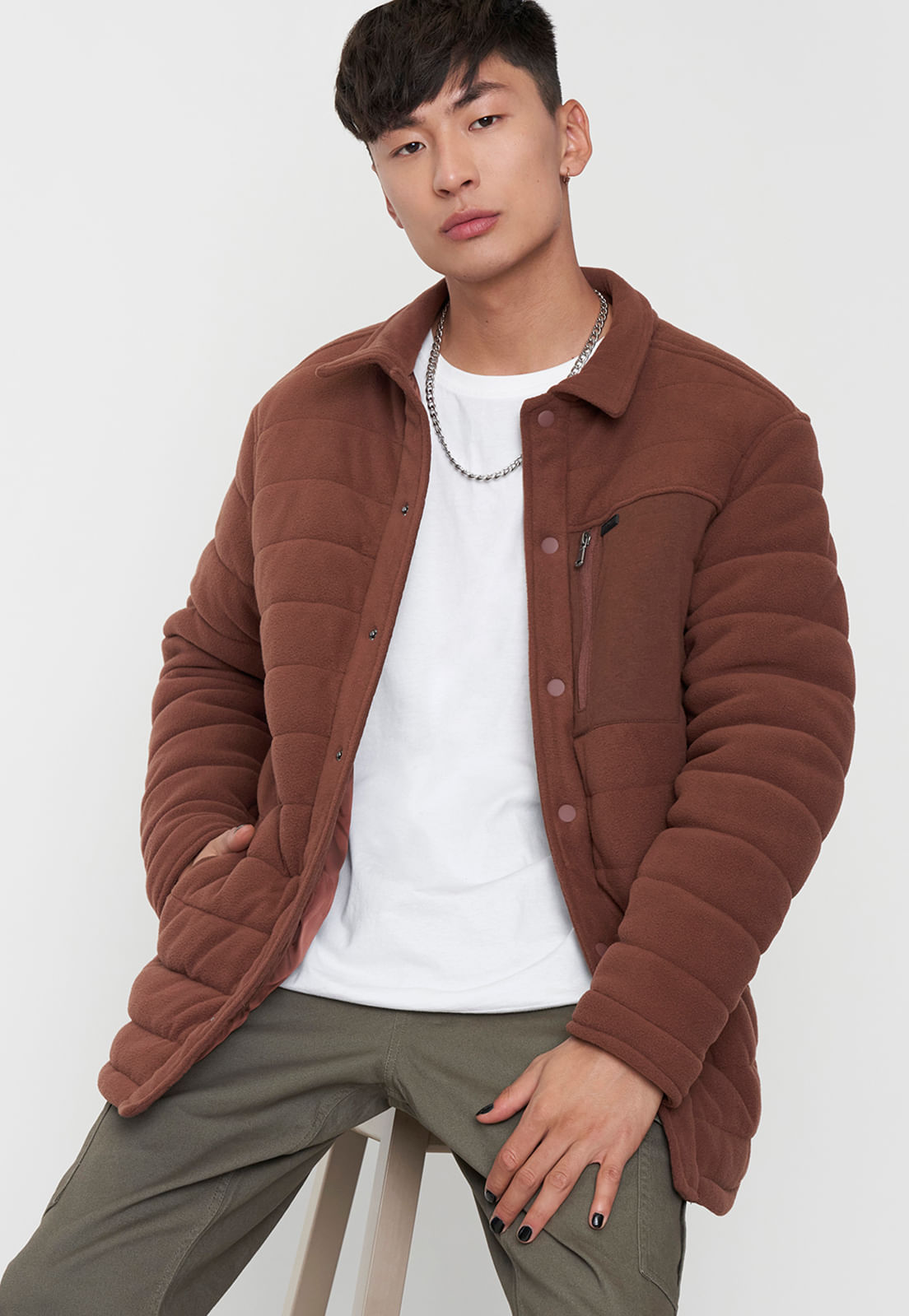 Chaqueta Hombre Polar Piedra