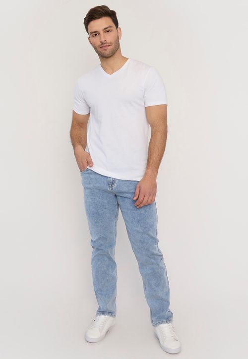 Jeans Hombre Straight Fit Azul Claro Lavado