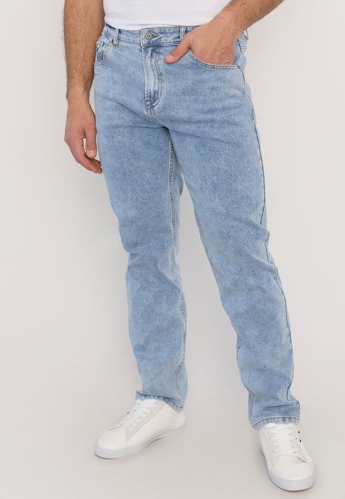 Jeans Hombre Straight Fit Azul Claro Lavado