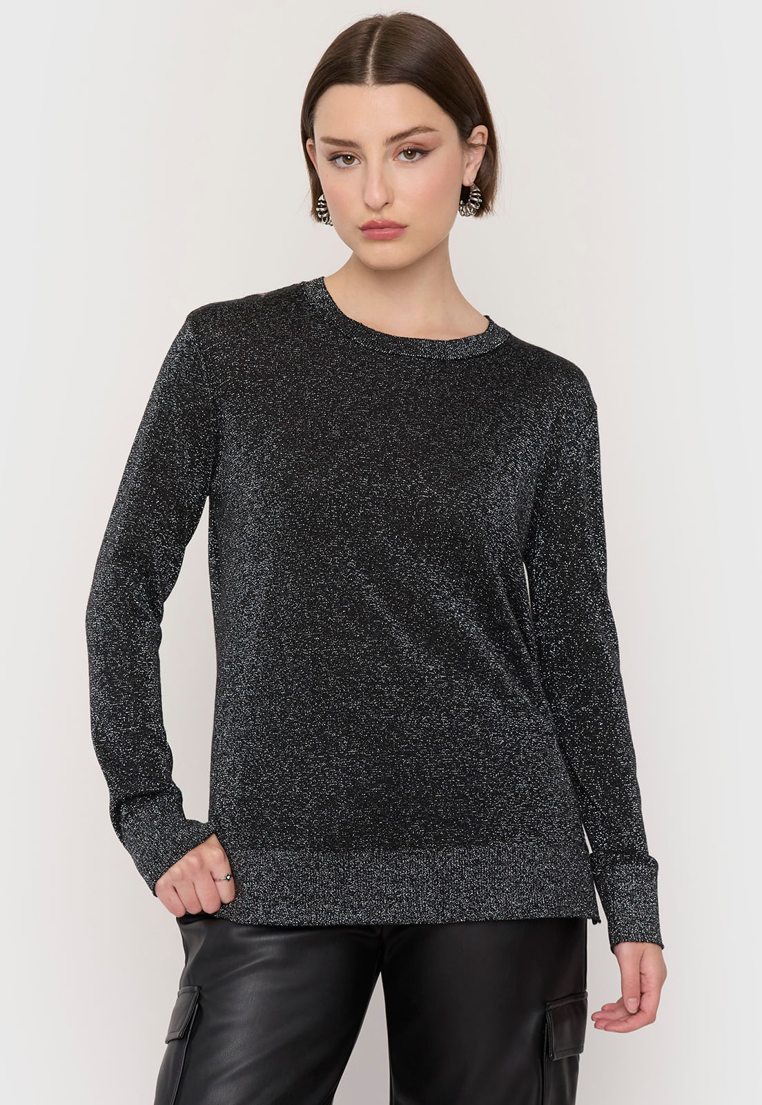 Sweater Mujer Lurex Negro