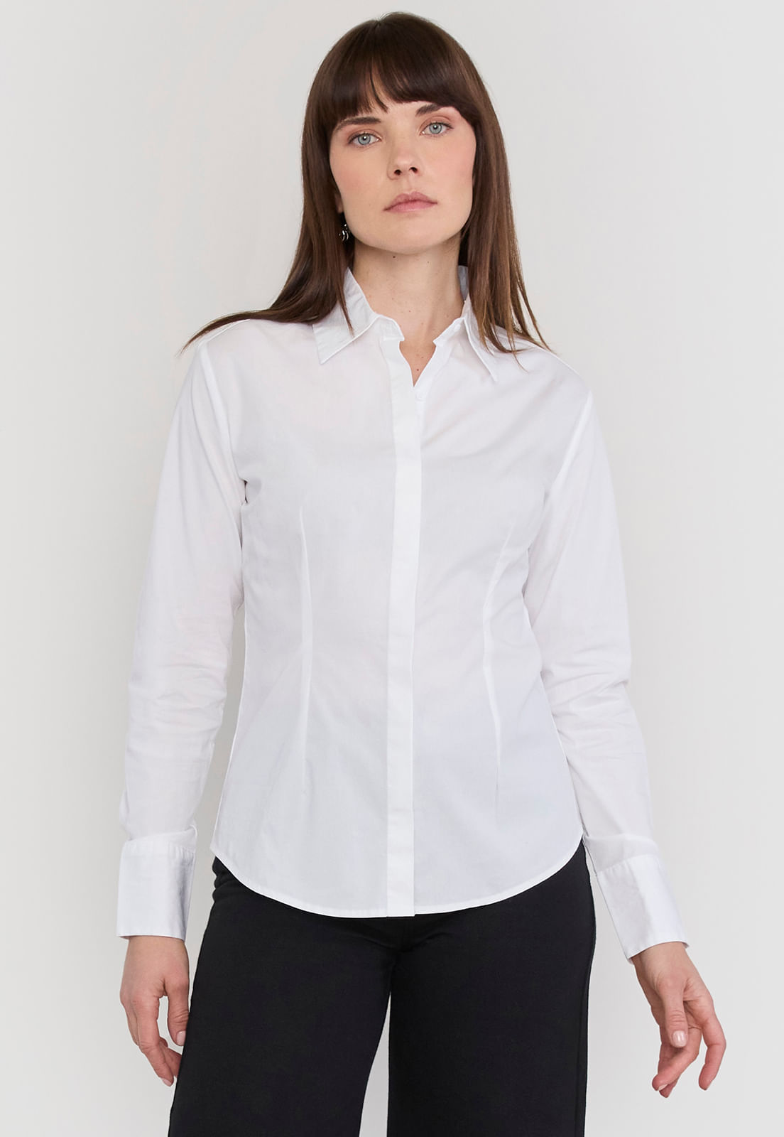 Blusa Mujer Corset Popelina Blanco