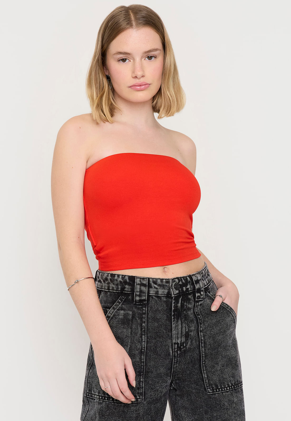 Peto Mujer Strapless Rojo