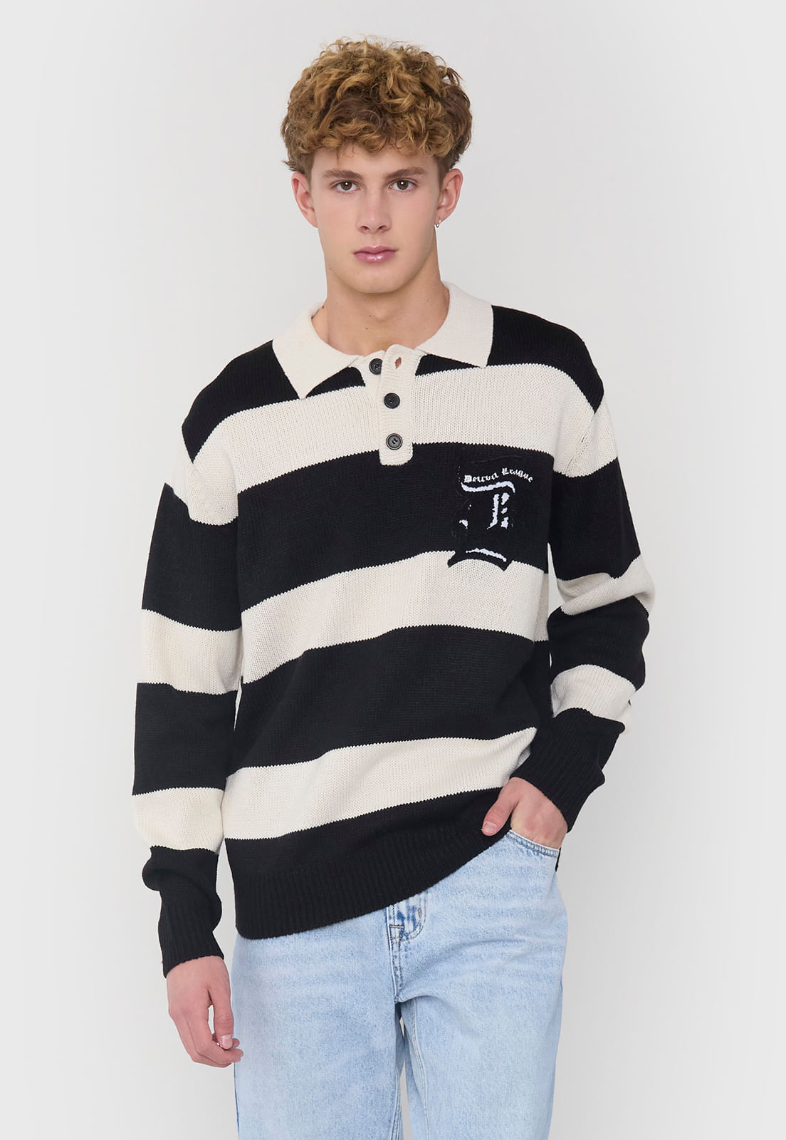 Sweater Hombre Rayas College Negro