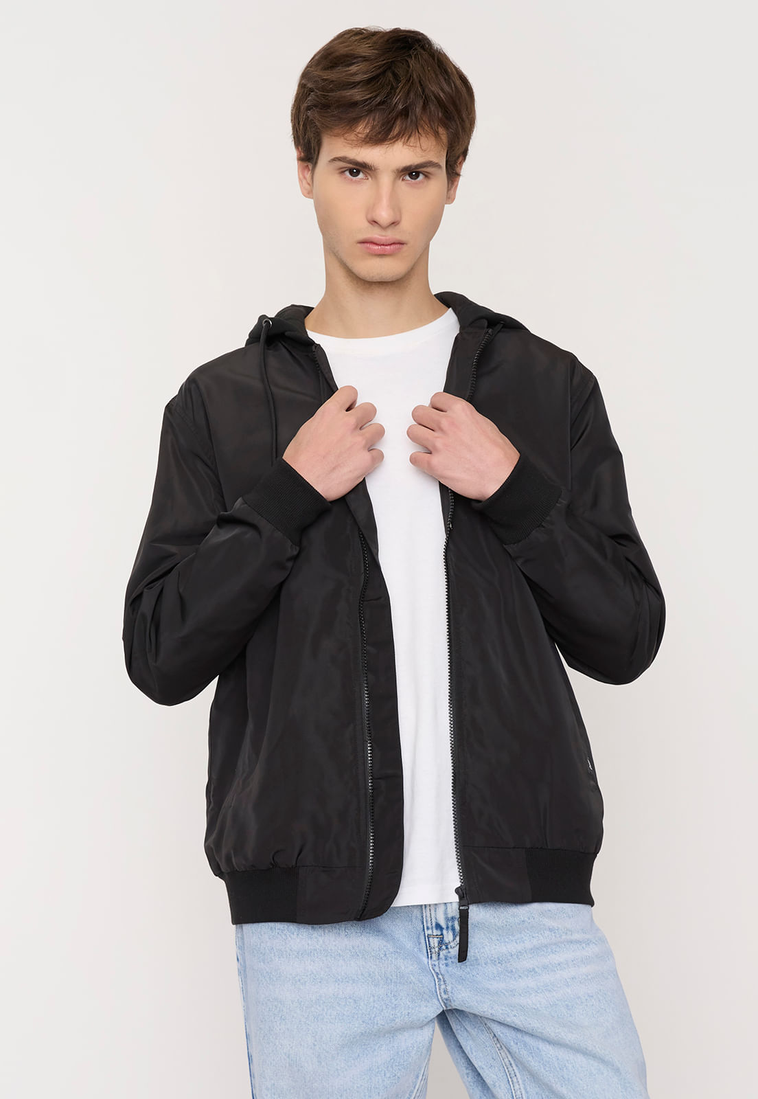 Chaqueta Hombre Bomber Negro Hoodie