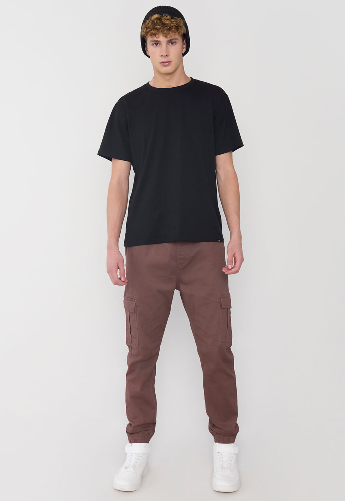 Pantalón Hombre Cargo Jogger Fit Café