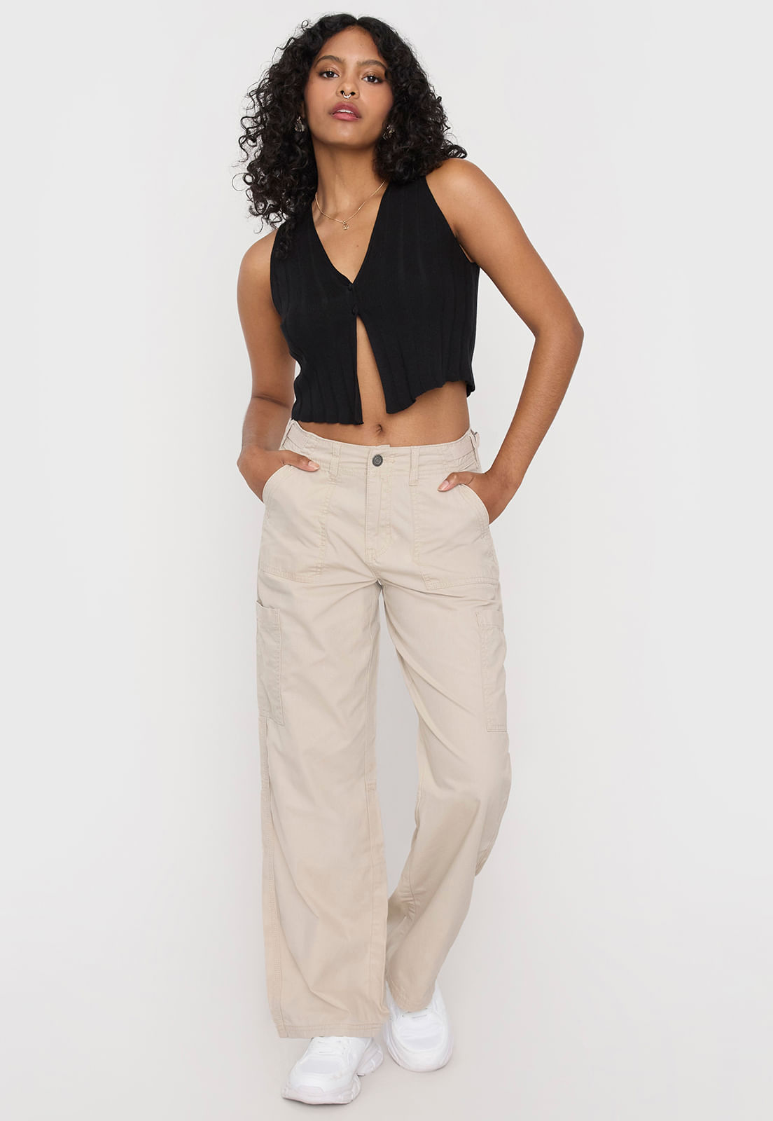 Pantalón Cargo Mujer Beige