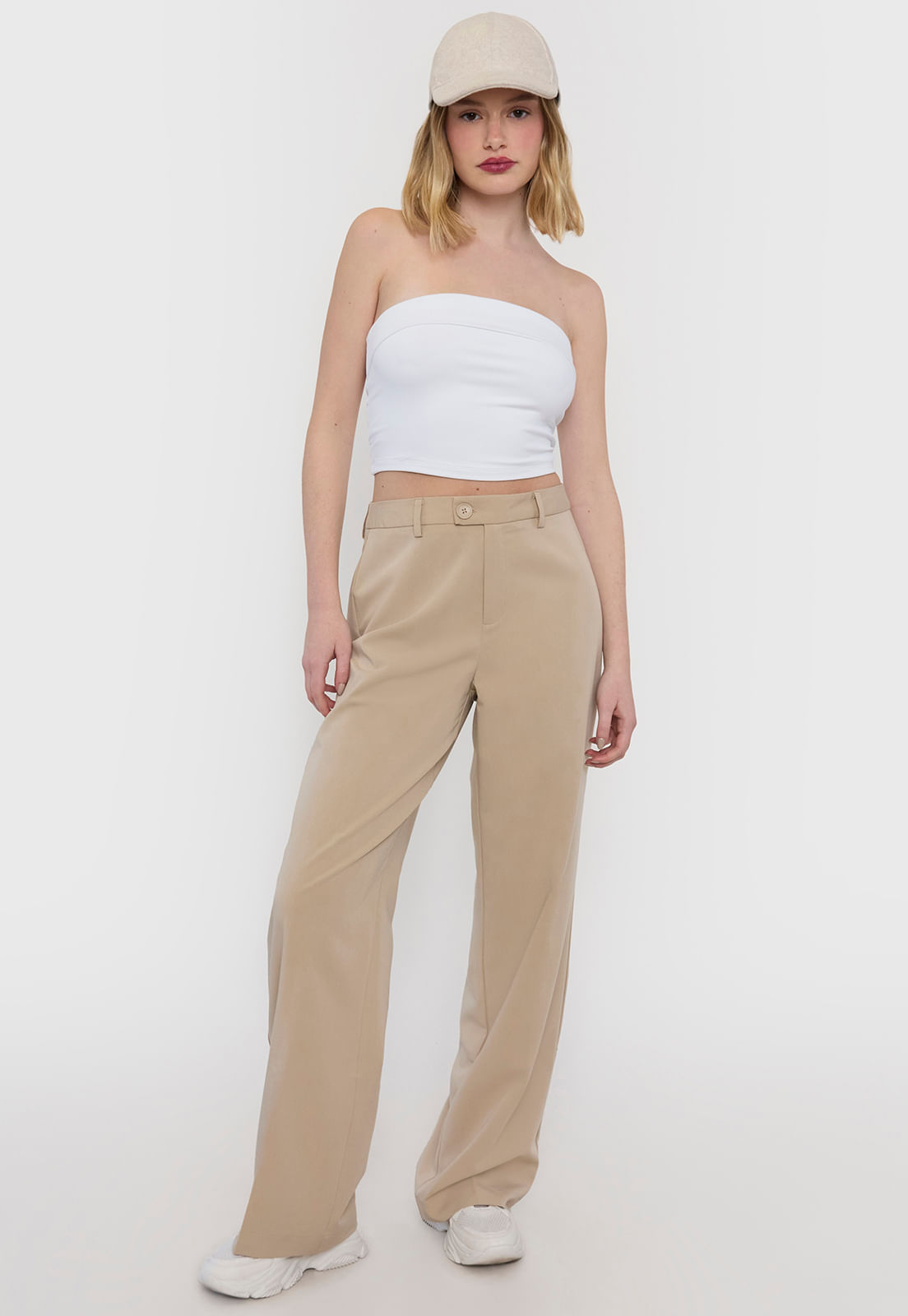 Pantalón Sastrero Beige Mujer