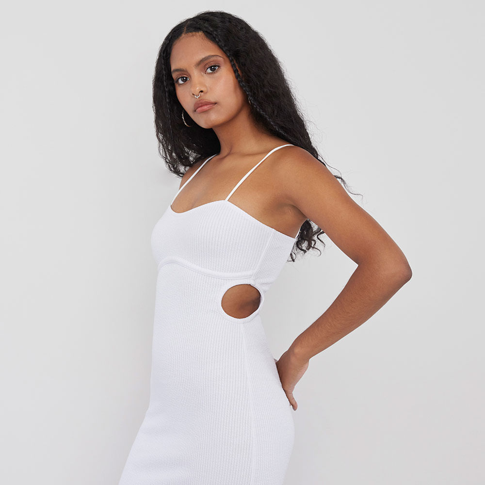 Vestido Mujer Blanco Cut Out