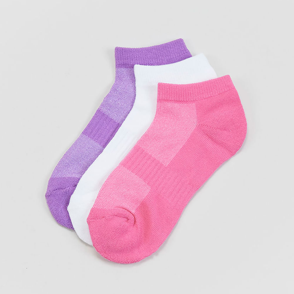 Calcetines Mujer Cortos Deportivos Morado/Rosado/Blanco