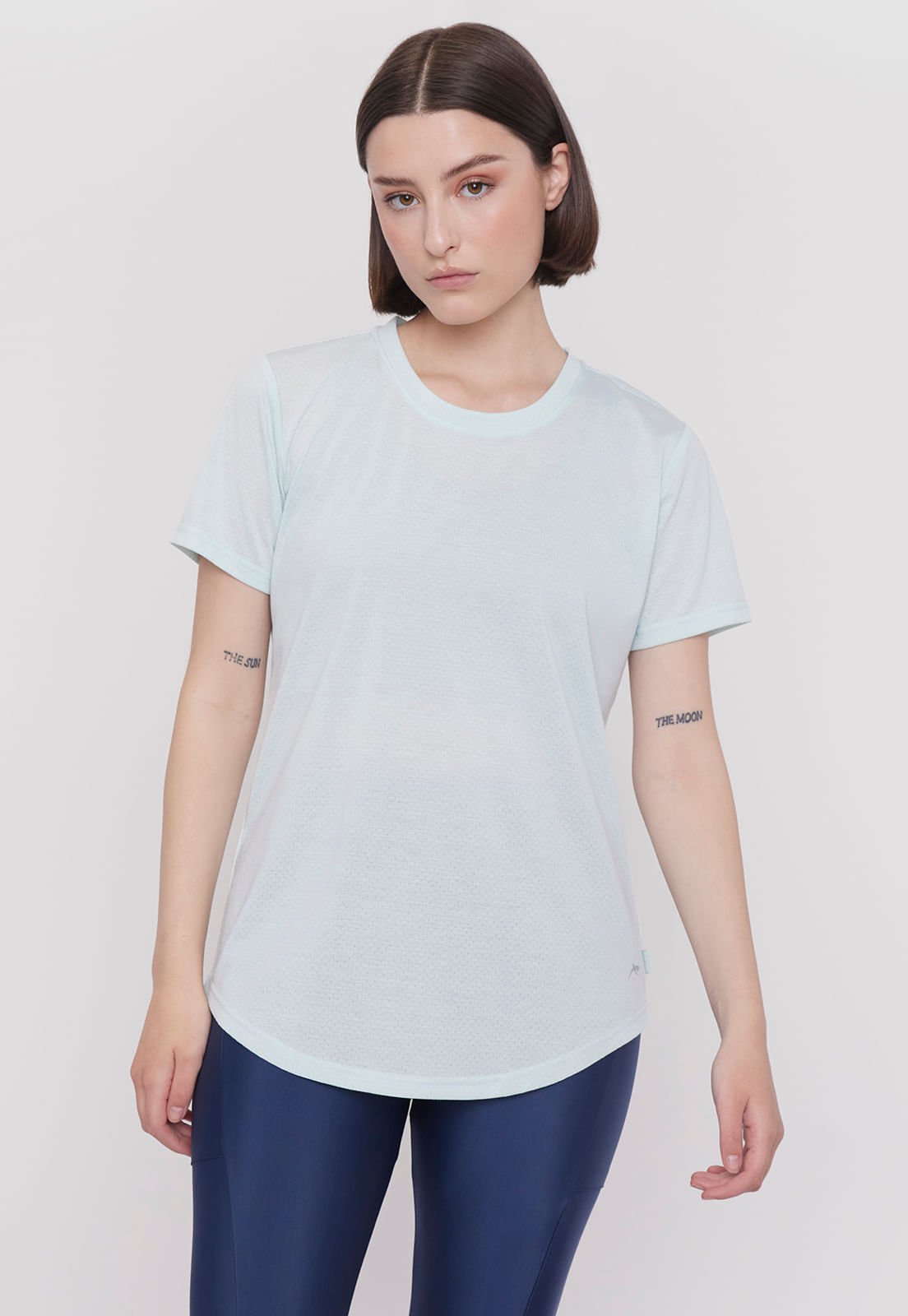 Polera Mujer Deportiva Mesh Aqua