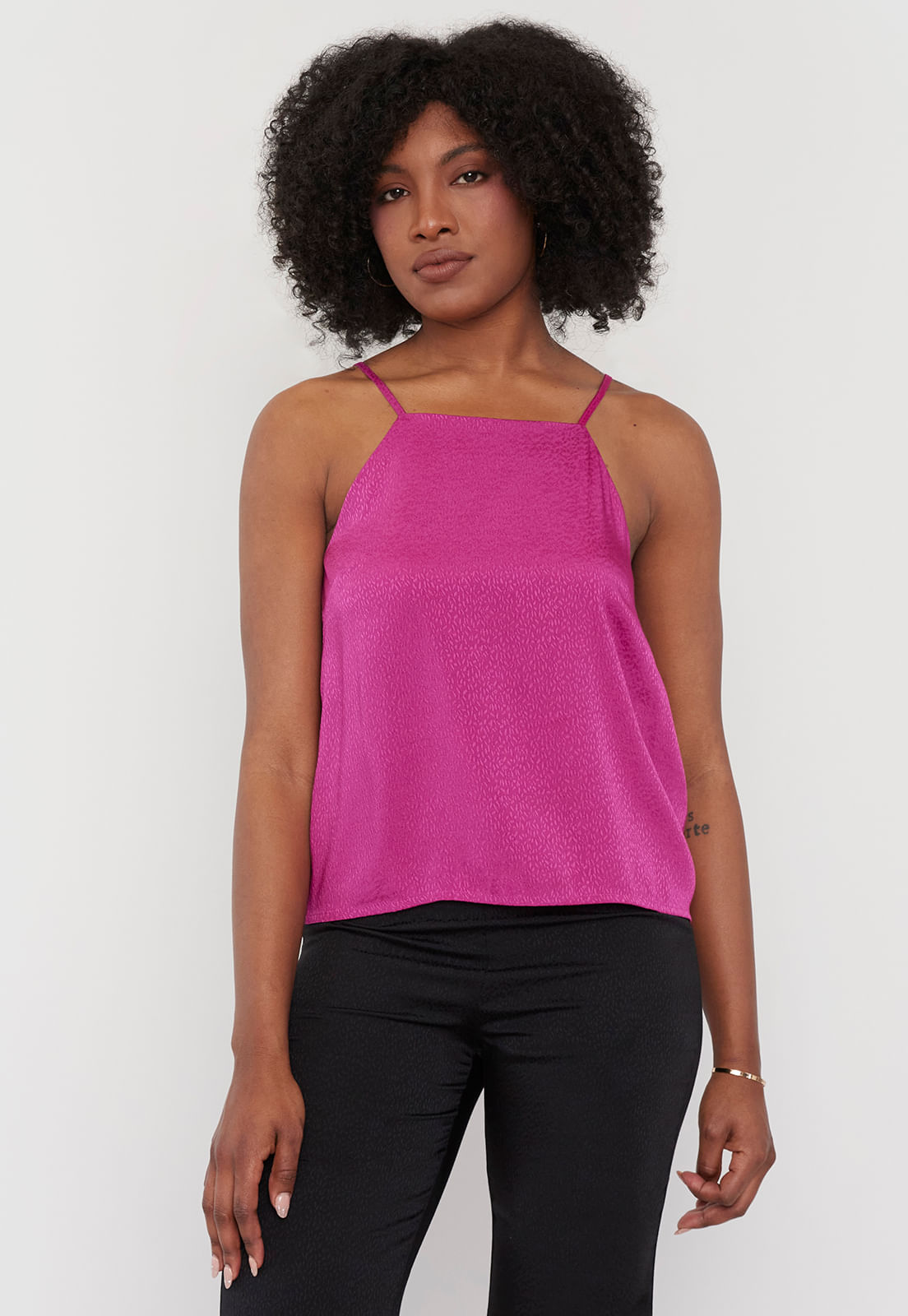 Corona Blusa Mujer Textura Halter Fucsia Ofertitas