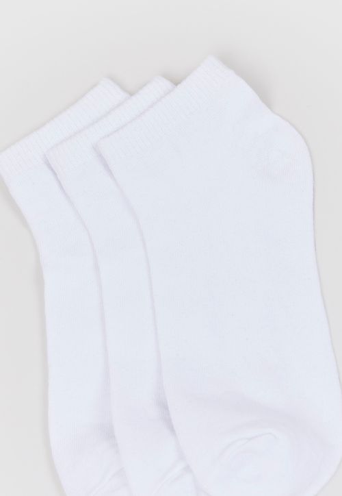 Calcetines Tripack Cortos Liso Algodón Orgánico Blanco