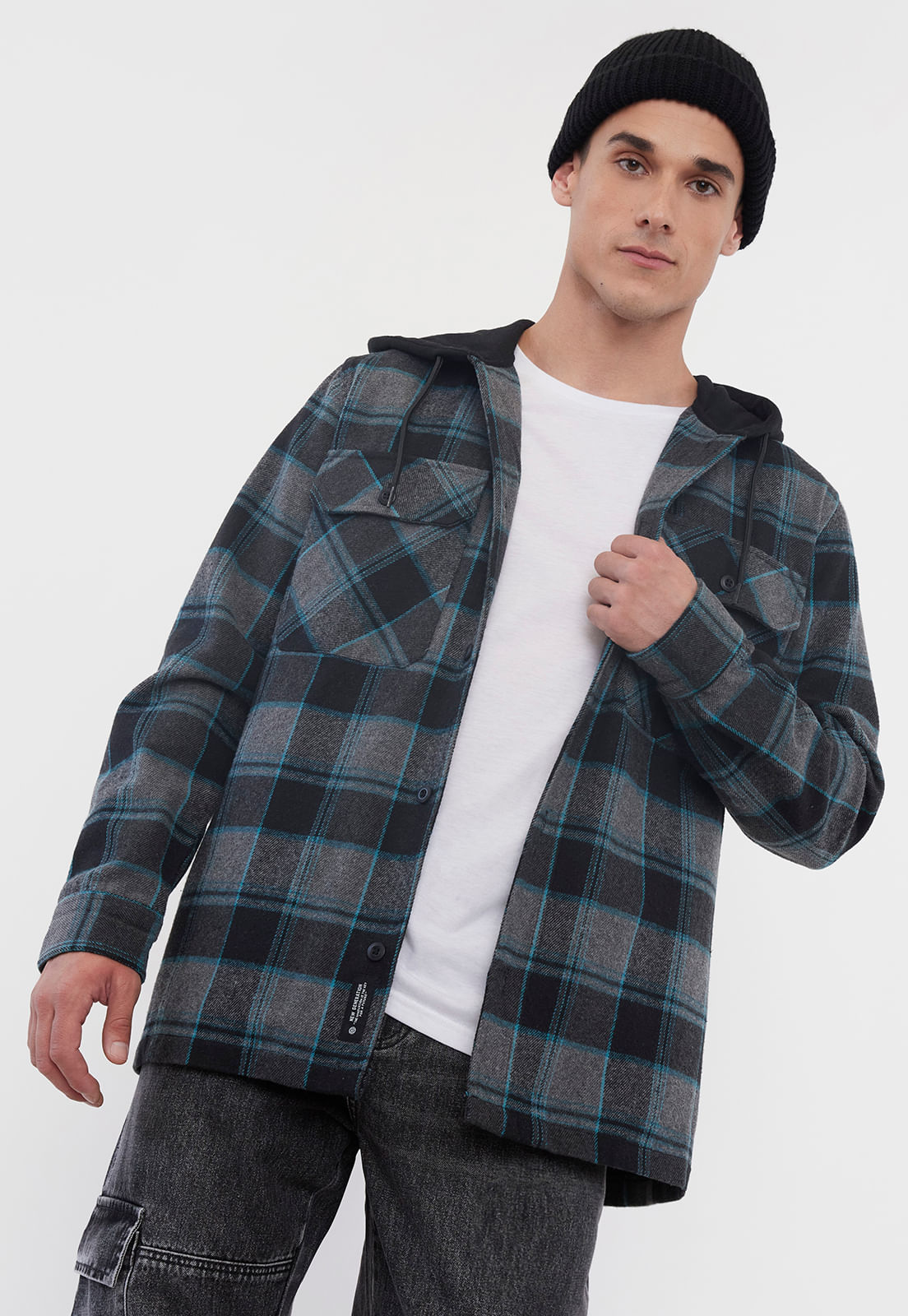 Camisa Hombre con Capucha Gris