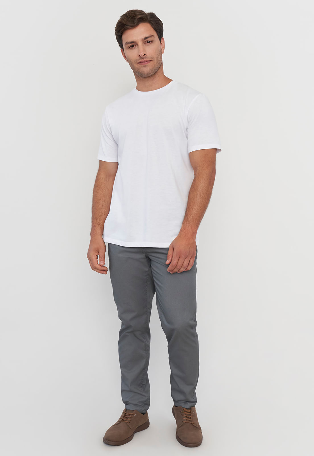 Pantalón Hombre Slim Fit Gris Bolsillo Chino