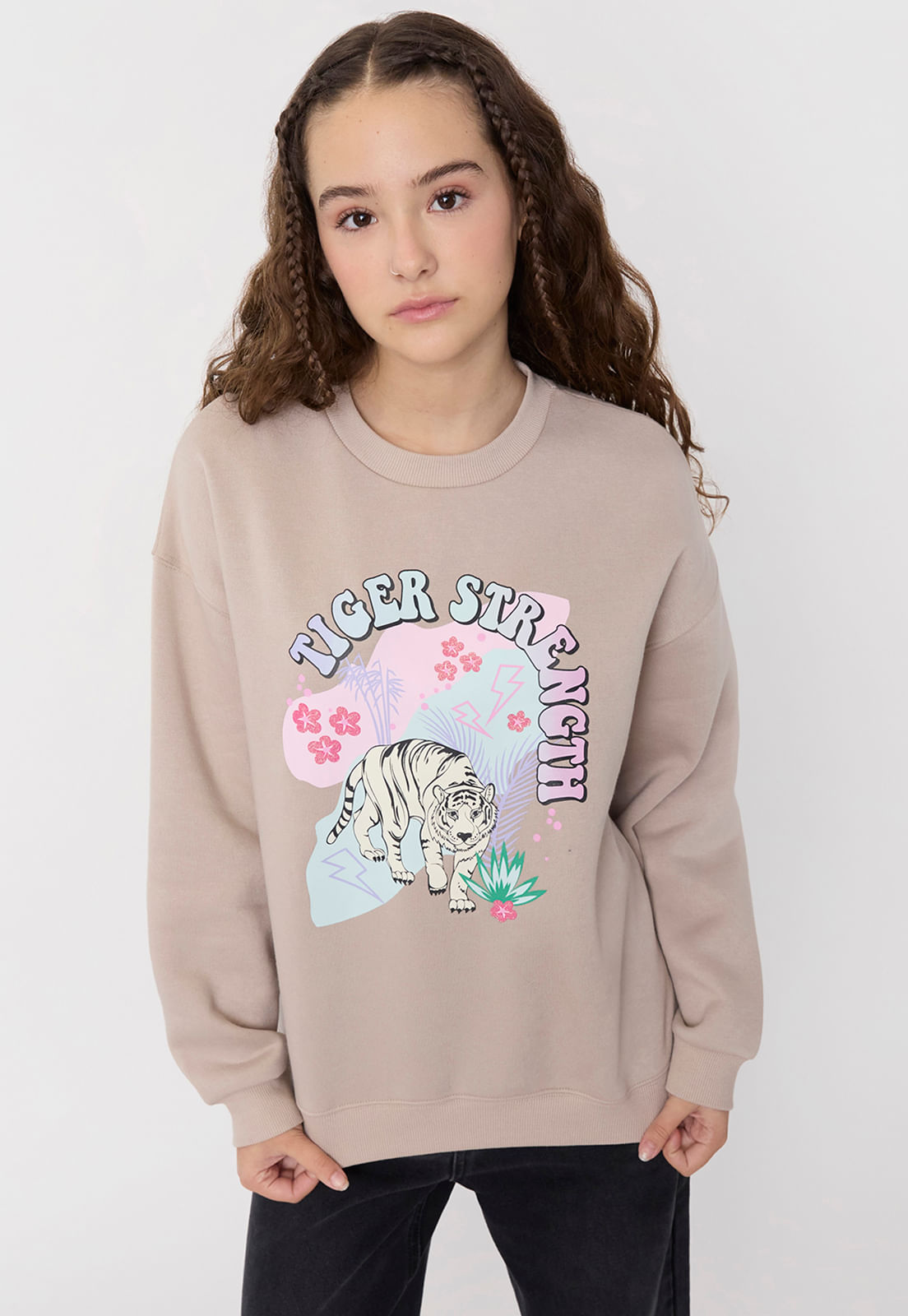 Polerón Niña Teen Pullover Sk Beige