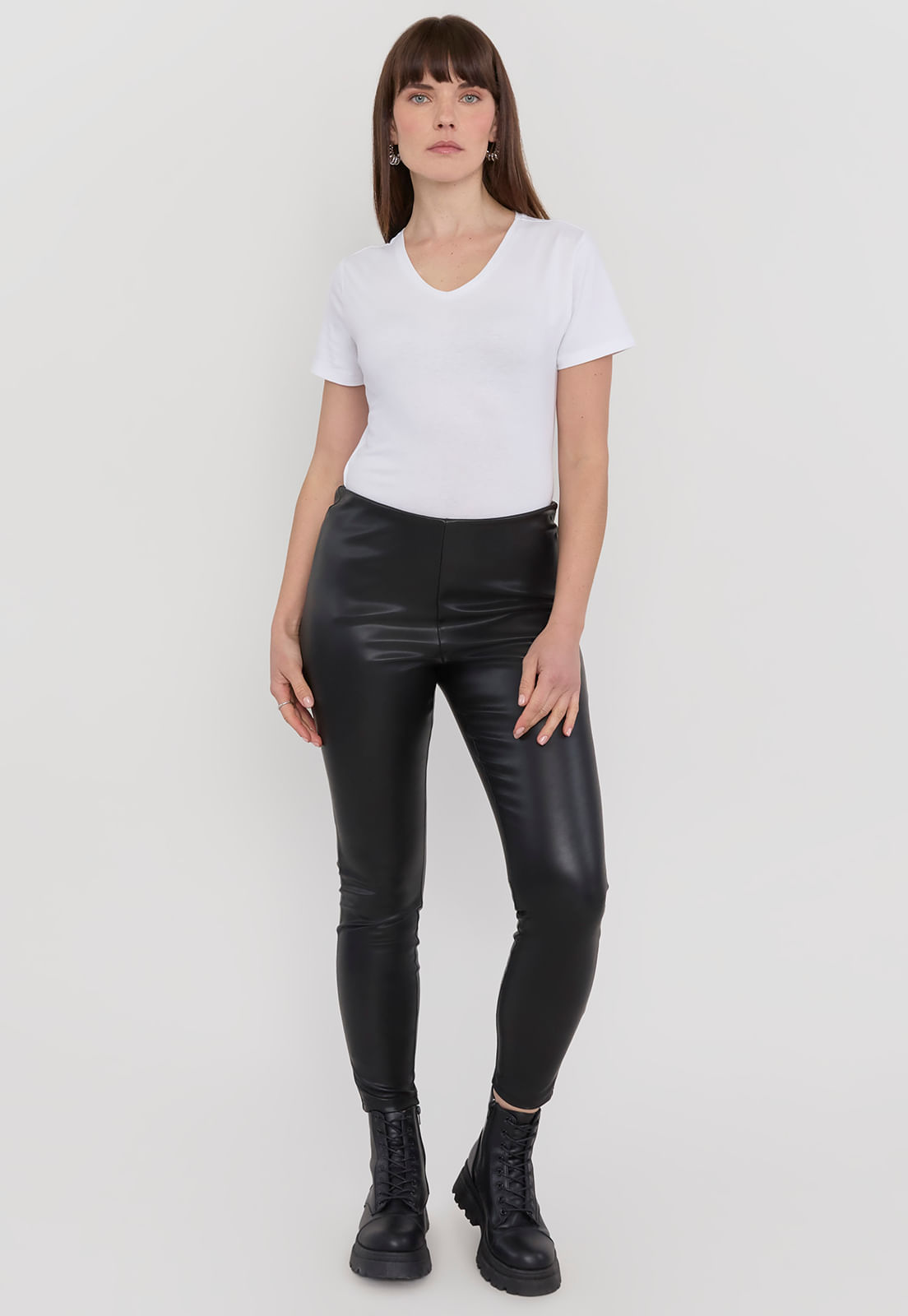 Calza Mujer Calce Skinny Ecocuero Negro