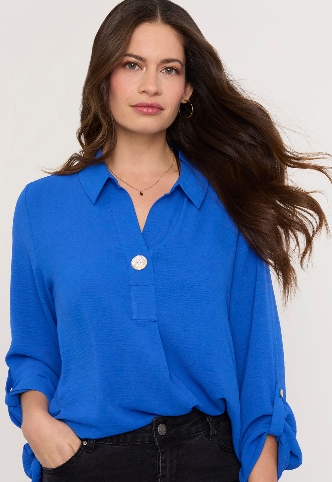 Blusa Mujer Botón Royal