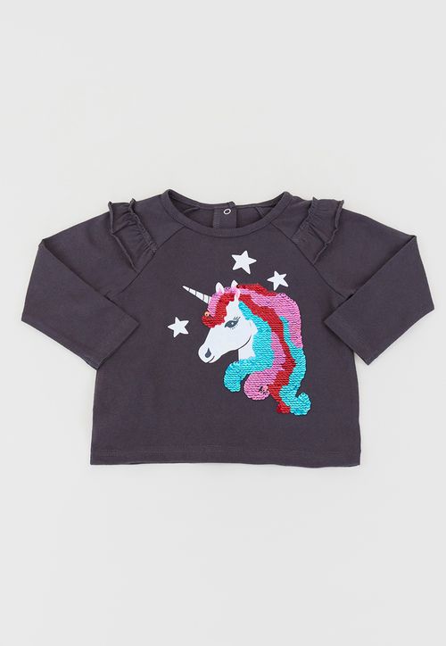 Polera Bebe Niña ML Interactiva Gris