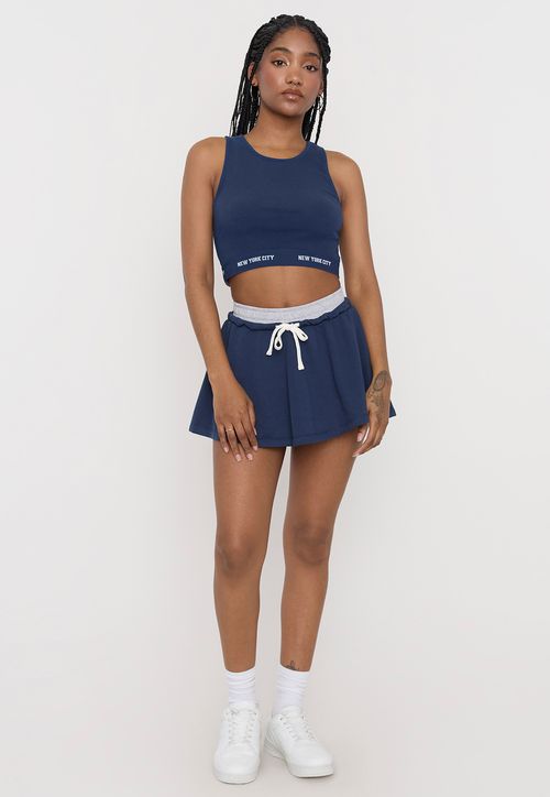 Short Falda Mujer Doble Pretina Azul Marino