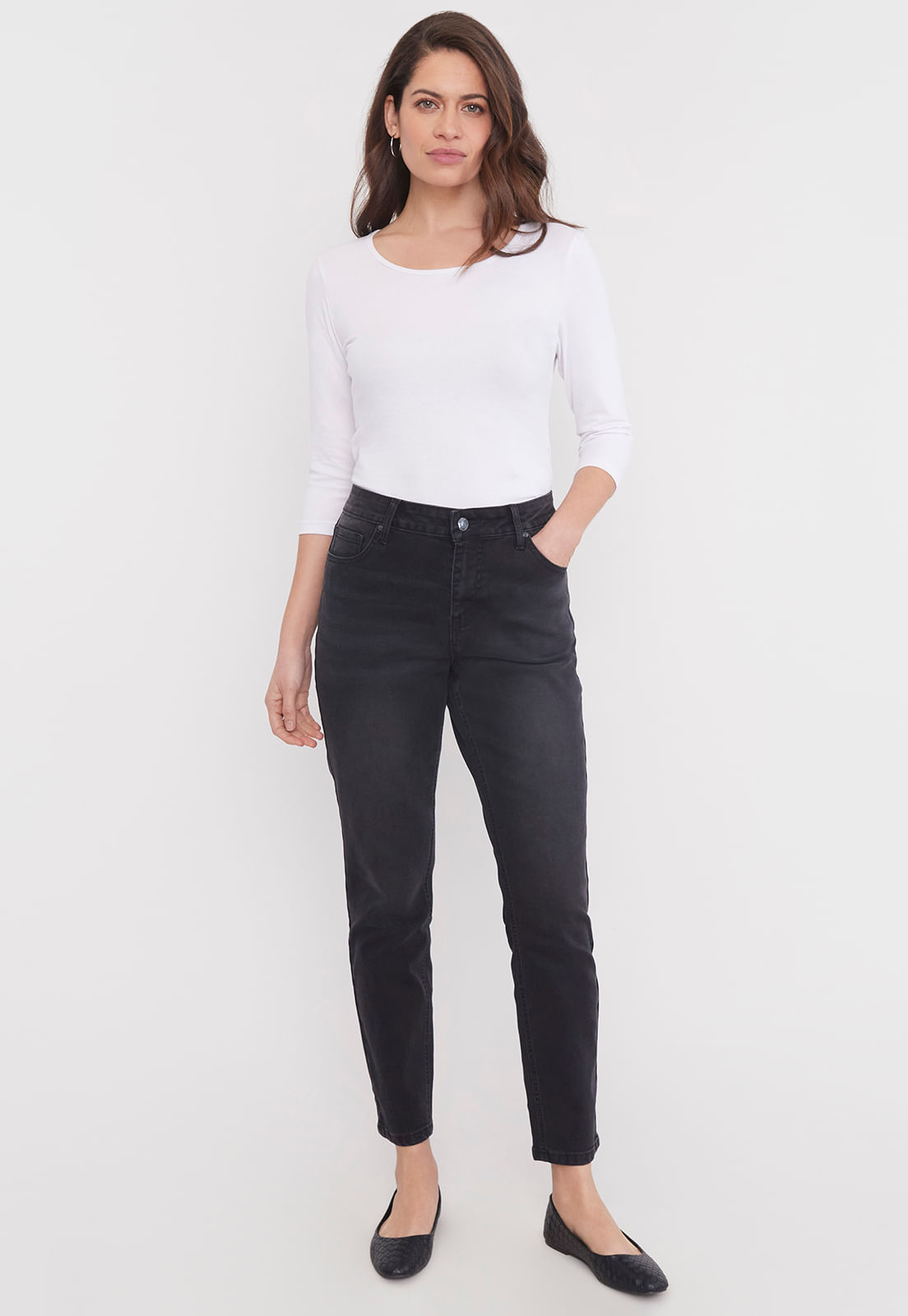 Jeans Mujer Skinny 1 Boton Negro