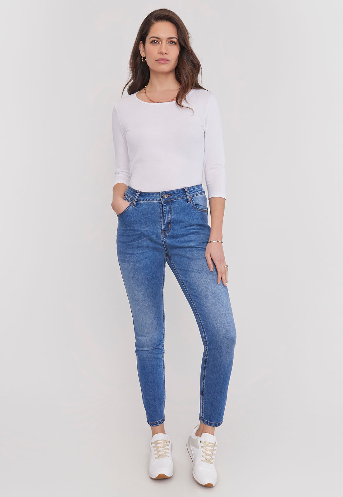 Jeans Mujer Skinny Raw 1 Boton