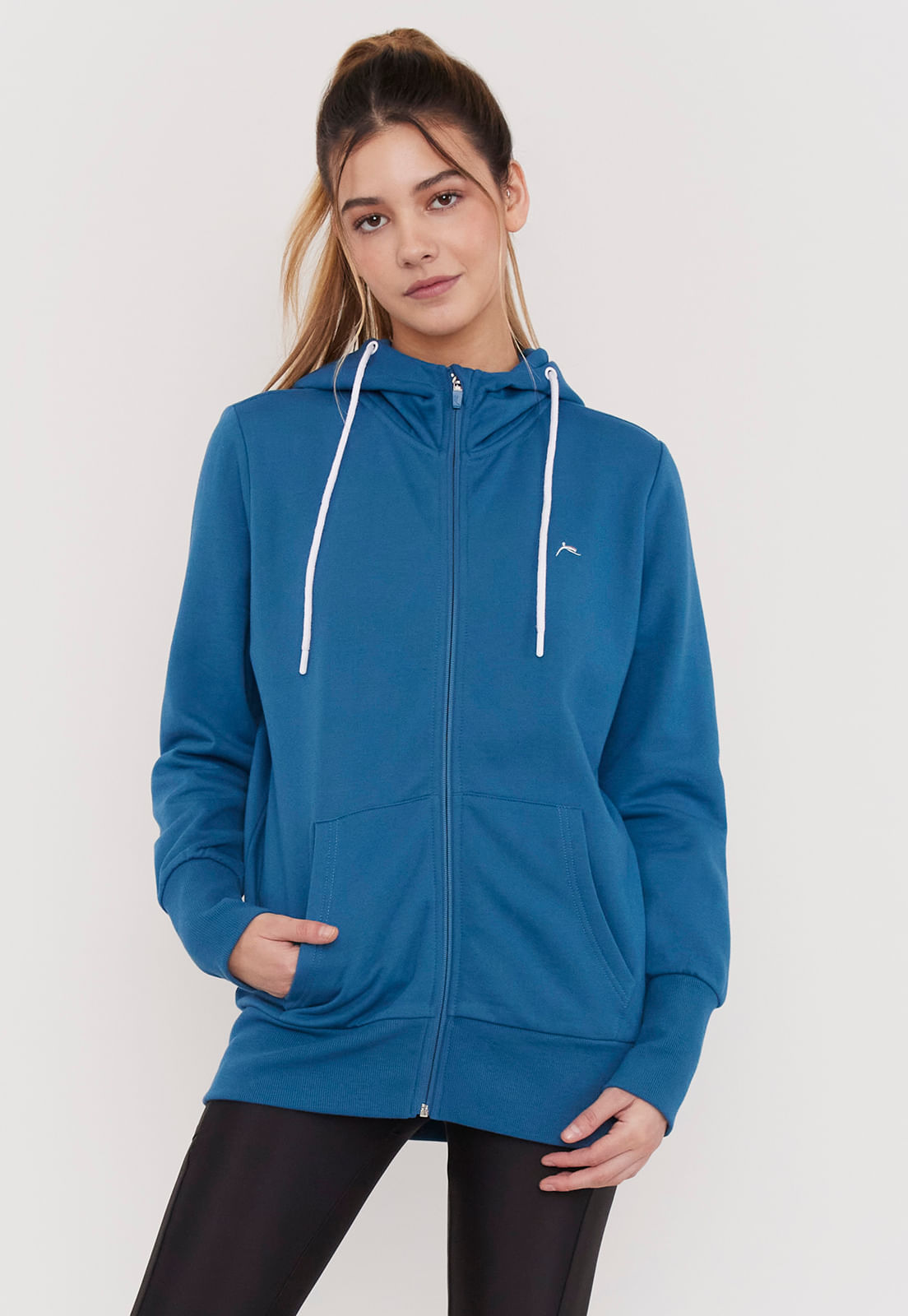 Polerón Mujer Deportivo Cotton Full Zipper Navy