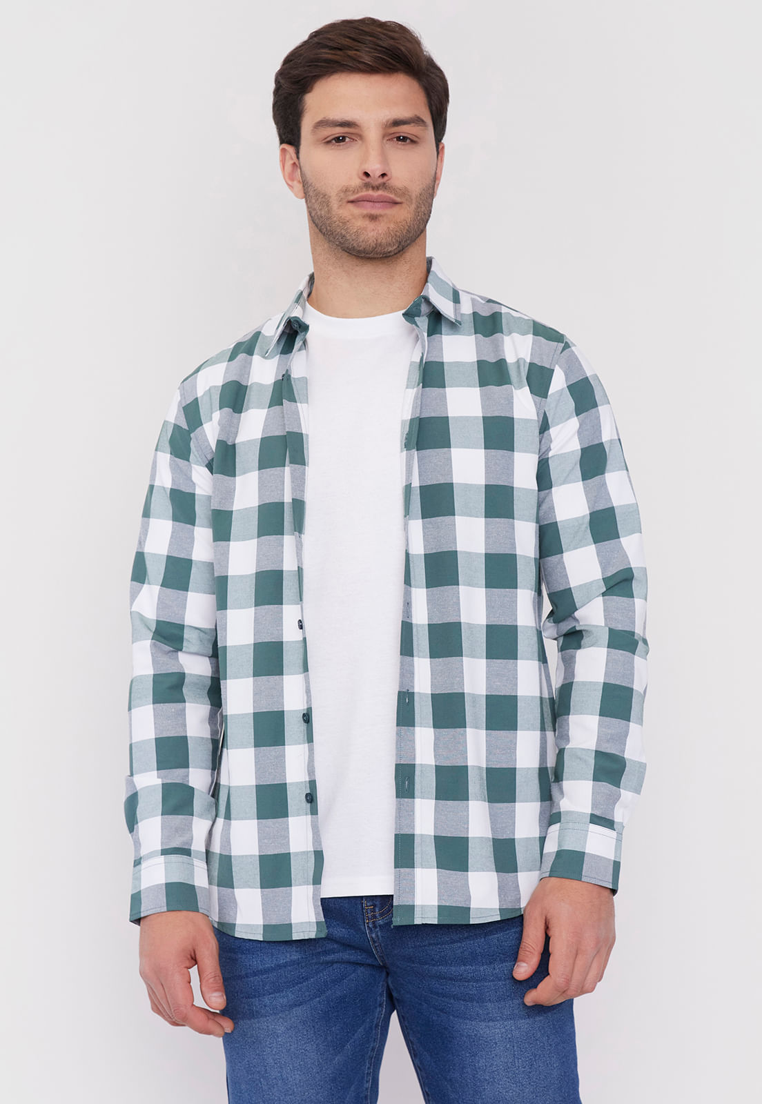 Camisa Hombre Cuadros Verde